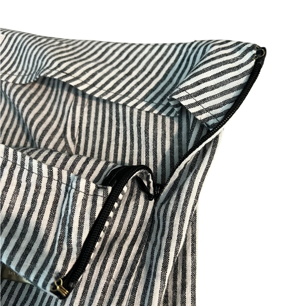 Michael Kors Wide Leg Pants Size 12 Linen/Cotton Black & White Striped - Picture 4 of 7